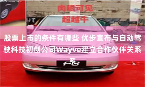 股票上市的条件有哪些 优步宣布与自动驾驶科技初创公司Wayve建立合作伙伴关系